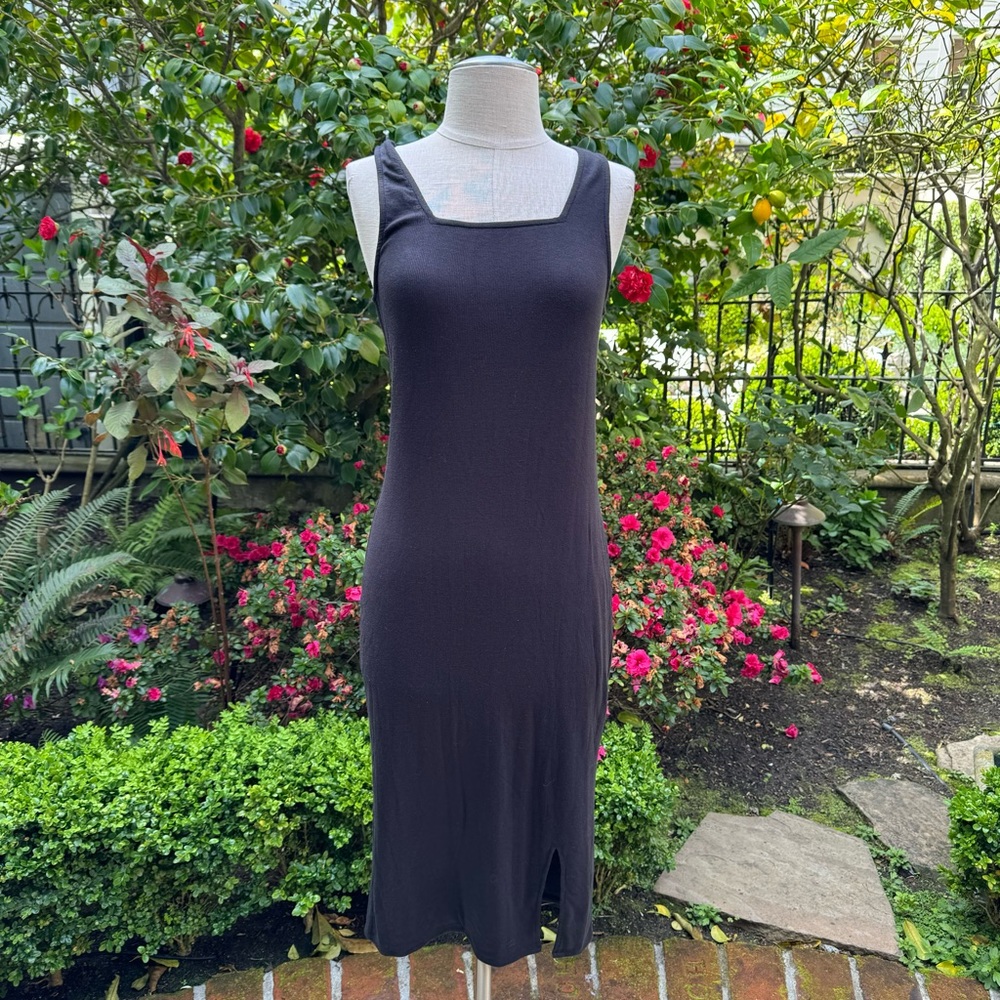 Goldray Tamara Square Neck Midi Dress Black Sz S